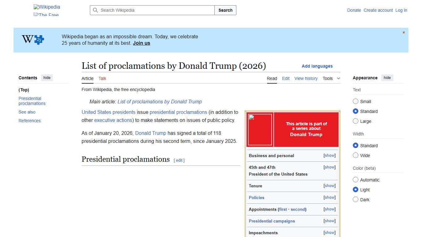 List of proclamations by Donald Trump (2026) - Wikipedia